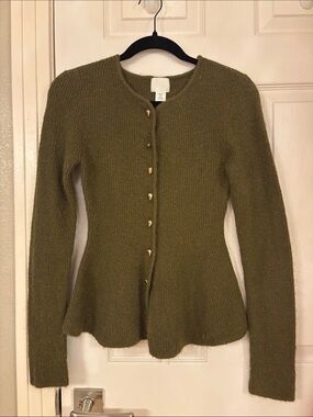 Olive Green Women’s Knit Cardigan Sweater